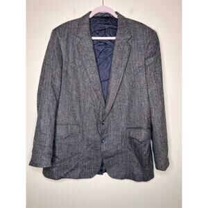1980s Circle S Grey Rainbow Speckle Textured Rodeo Cowboy Western Blazer 46 L